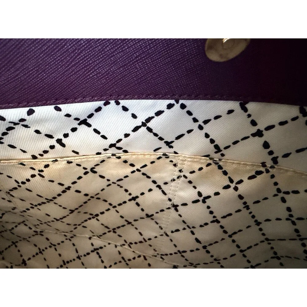 Kate Spade New York Purple Leather Tote Bag with Gold-Tone Hardware